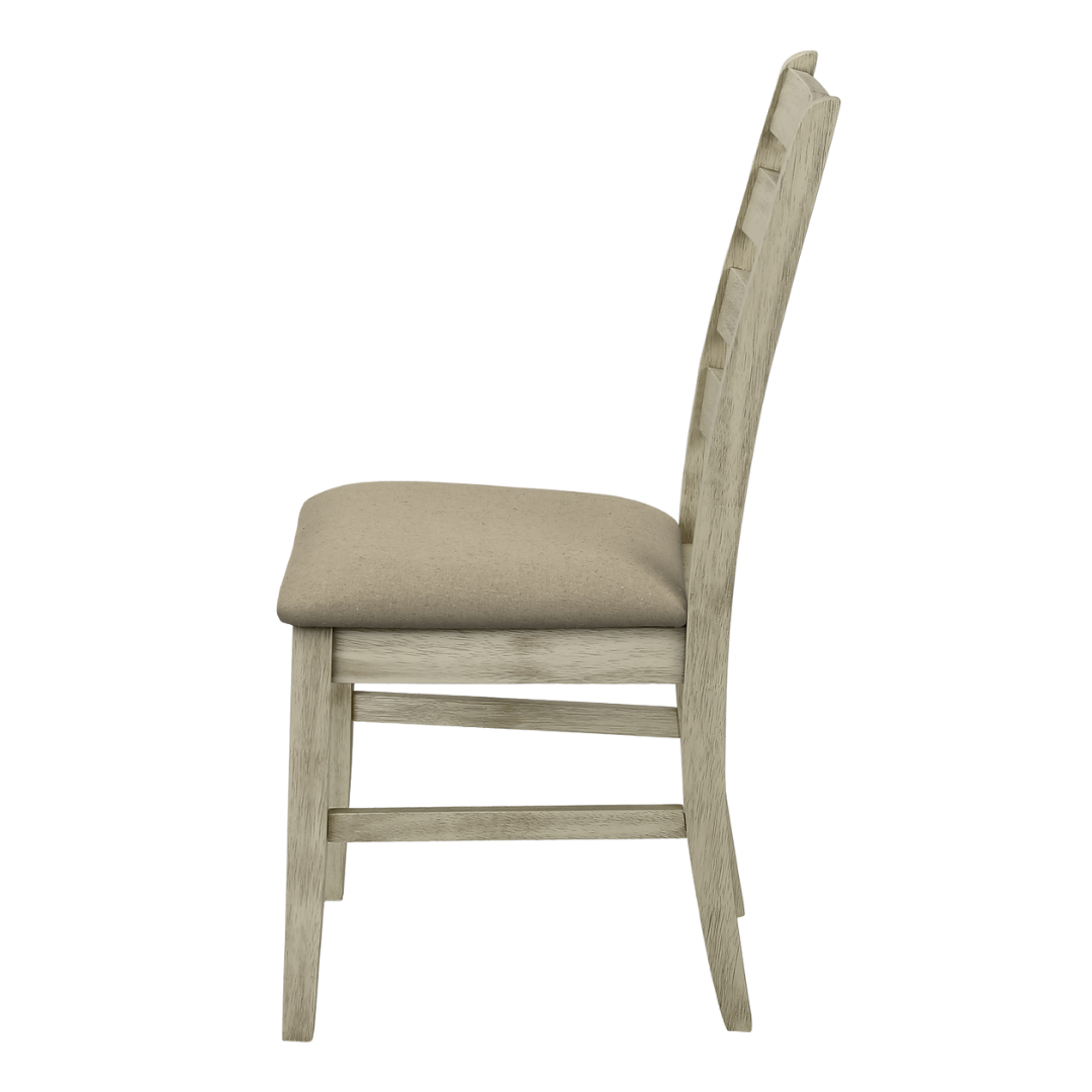 Ladmore – Lot de 2 – Chaises de salle à manger en tissu à dossier échelle – Beige