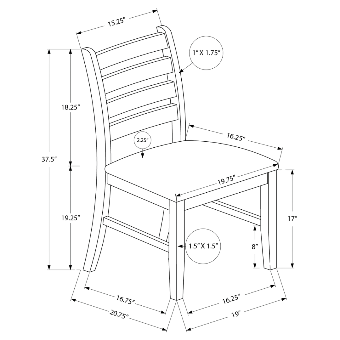 Ladmore – Lot de 2 – Chaises de salle à manger en tissu à dossier échelle – Beige