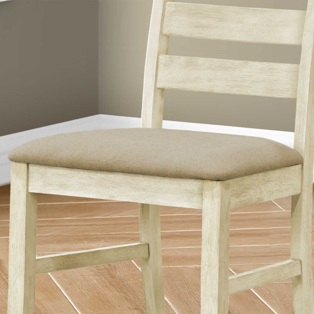 Ladmore – Lot de 2 – Chaises de salle à manger en tissu à dossier échelle – Beige