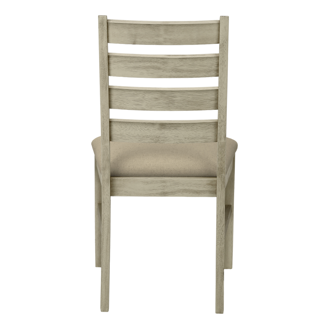 Ladmore – Lot de 2 – Chaises de salle à manger en tissu à dossier échelle – Beige