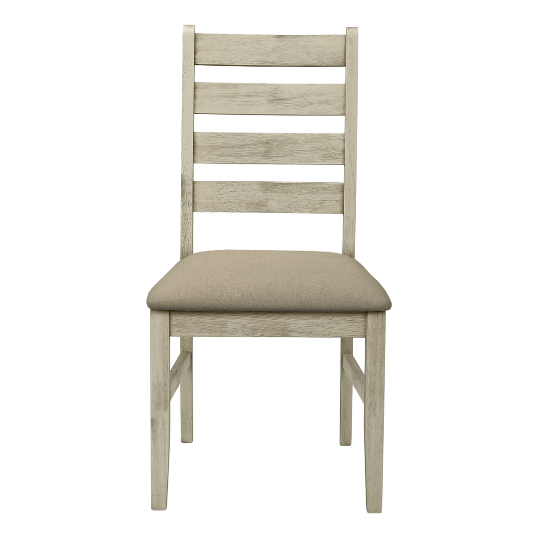 Ladmore – Lot de 2 – Chaises de salle à manger en tissu à dossier échelle – Beige