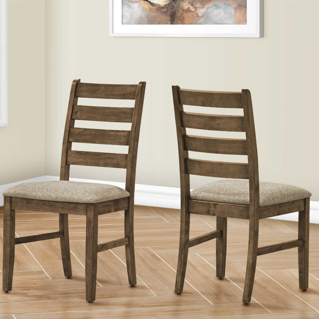 Ladmore – Set of 2 – Ladder-Back Fabric Dining Chair – Light Brown