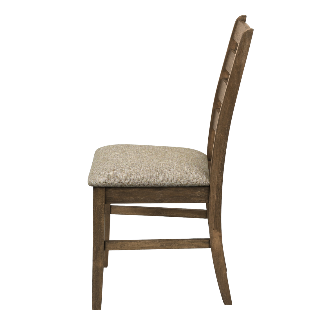 Ladmore – Set of 2 – Ladder-Back Fabric Dining Chair – Light Brown