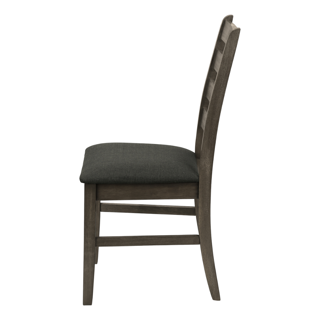 Ladmore – Lot de 2 – Chaises de salle à manger en tissu à dossier échelle – Gris foncé