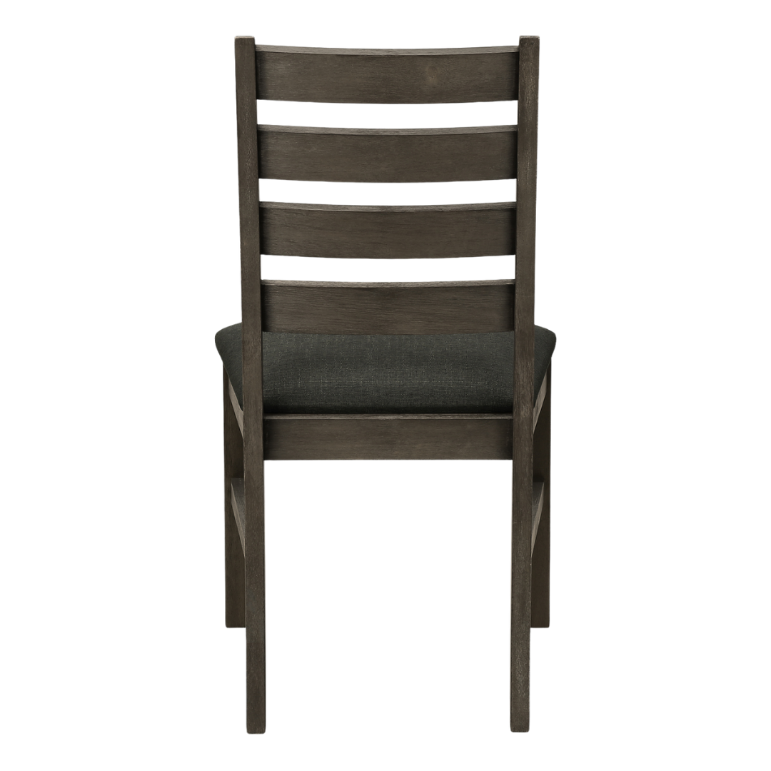 Ladmore – Lot de 2 – Chaises de salle à manger en tissu à dossier échelle – Gris foncé