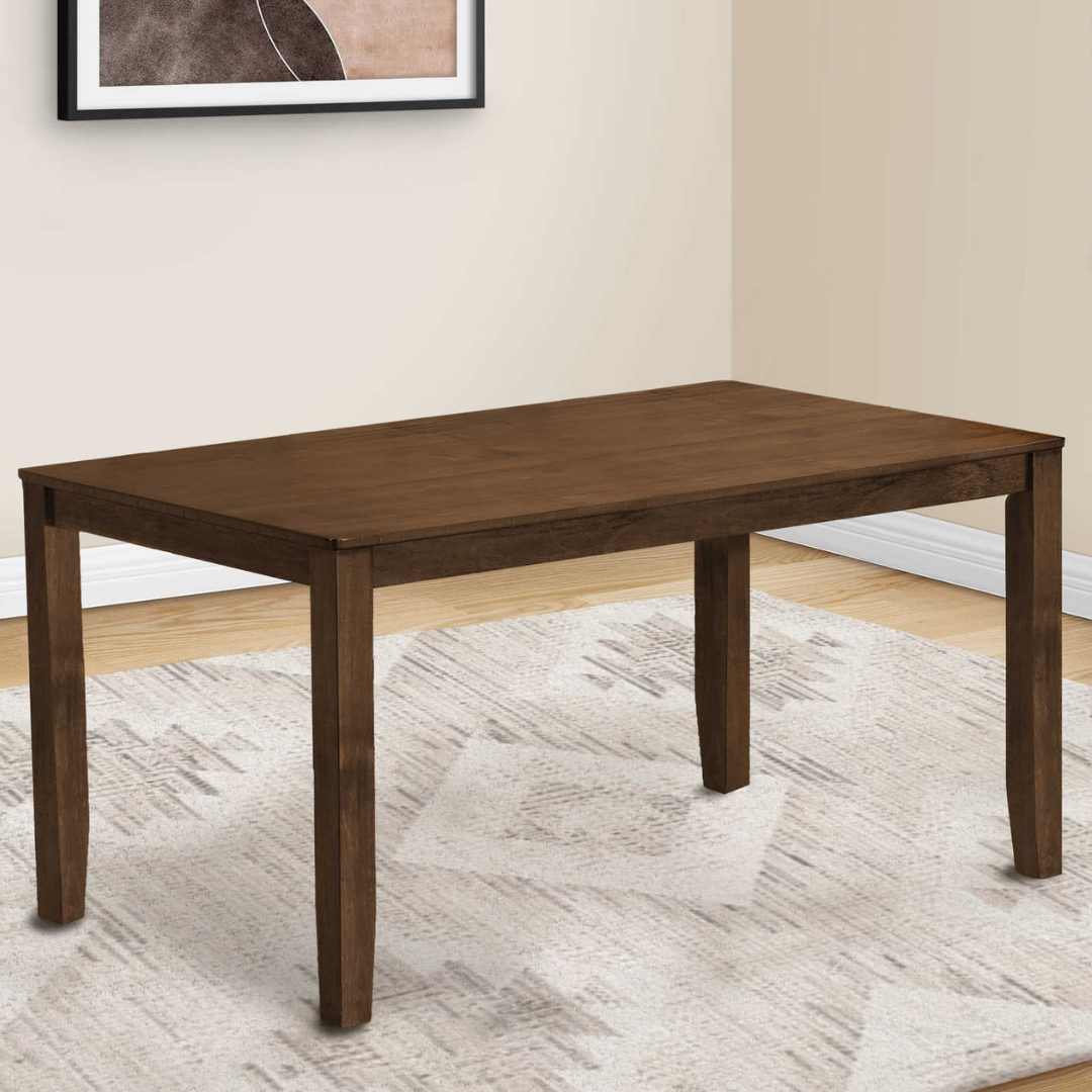 Comforta – Dining Set – Antique Cherry Veneer / Brown Fabric