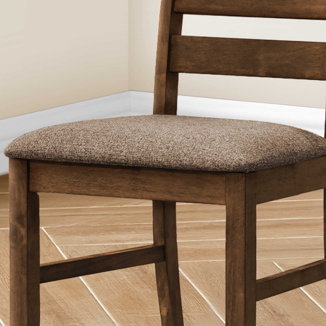 Ladmore – Lot de 2 – Chaises de salle à manger en tissu à dossier échelle – Marron