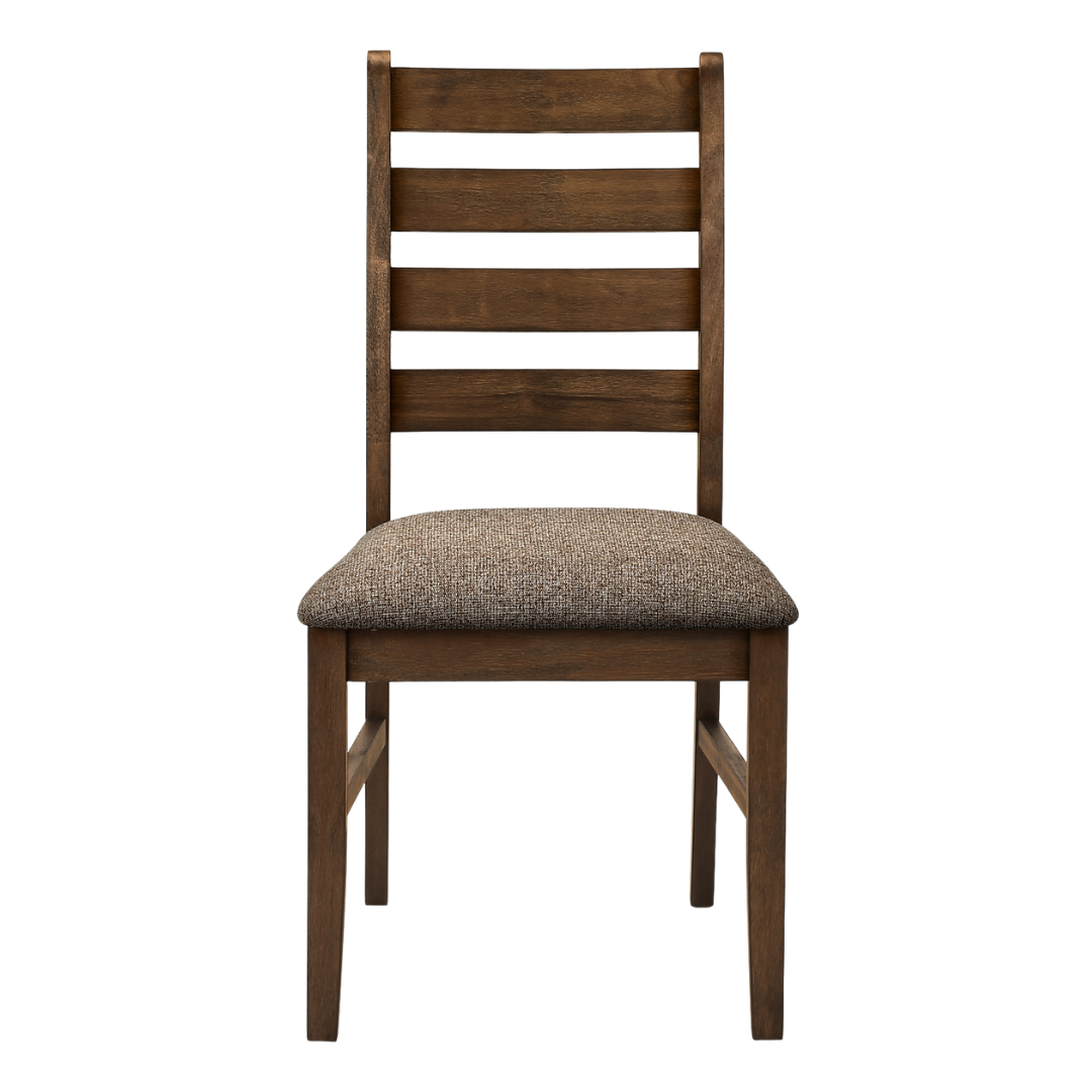 Ladmore – Lot de 2 – Chaises de salle à manger en tissu à dossier échelle – Marron