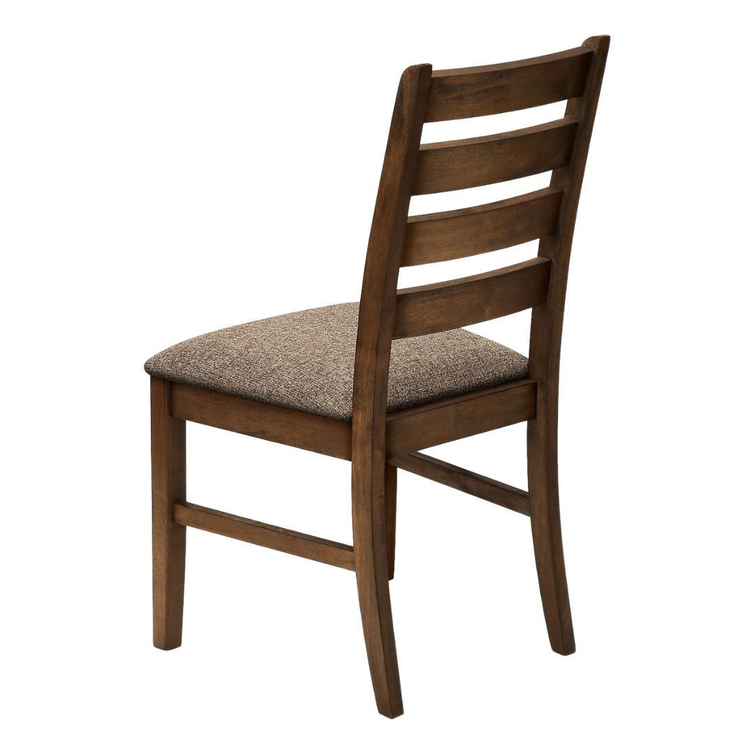 Ladmore – Lot de 2 – Chaises de salle à manger en tissu à dossier échelle – Marron