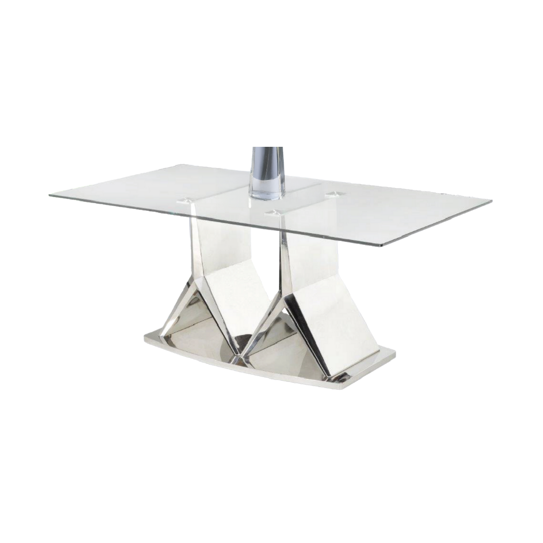 Bailey – Dining Table – Glass Top / Chrome Base