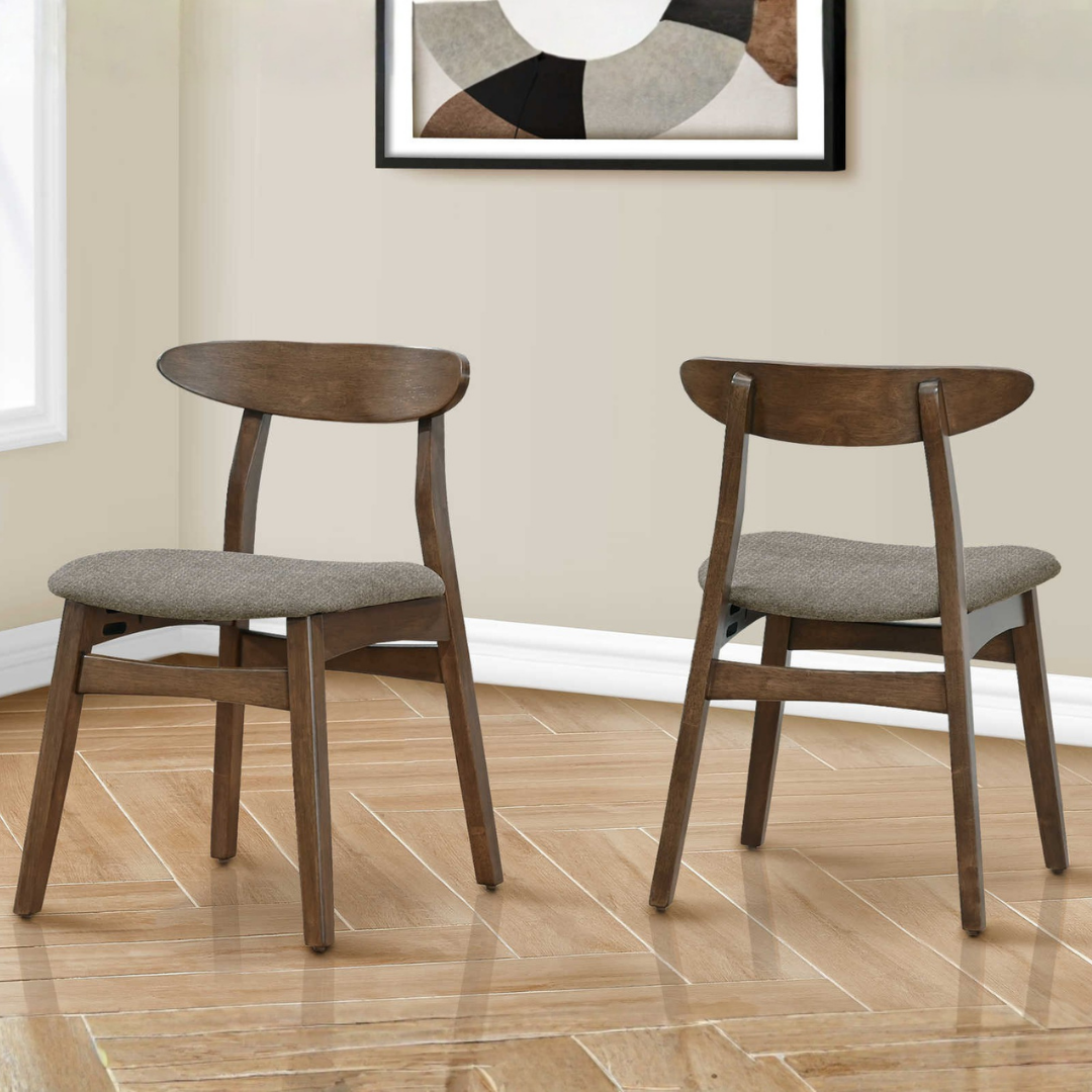 Soren – Dining Set – Dark Walnut / Brown Fabric