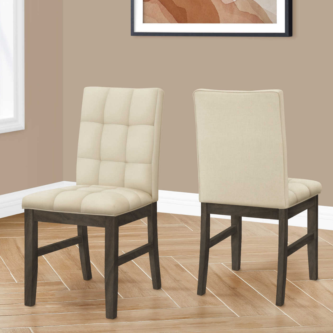 Runa to modify – Extendable Dining Set – Grey Veneer / Cream Fabric Chairs