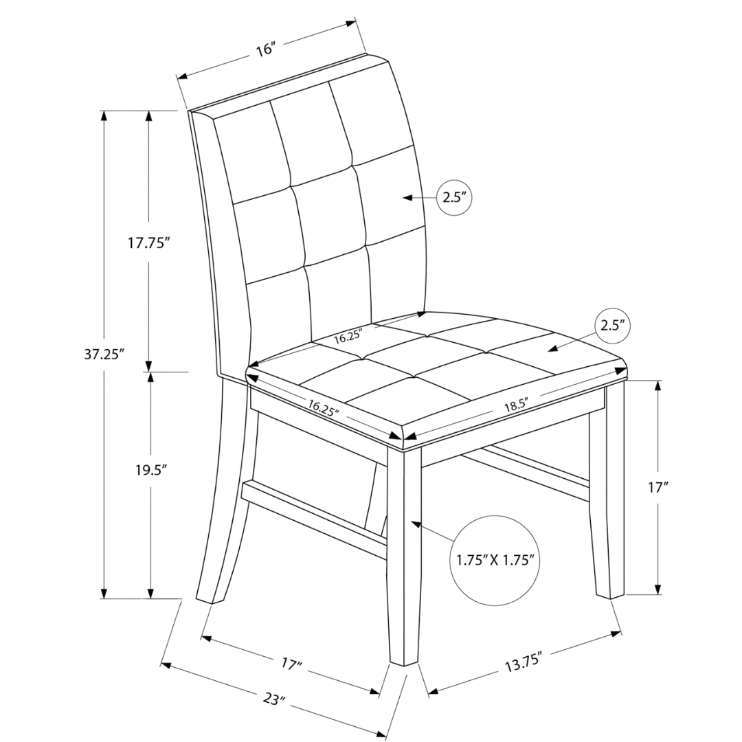 Haventon – Lot de 2 – Chaises de salle à manger en tissu capitonné – Marron