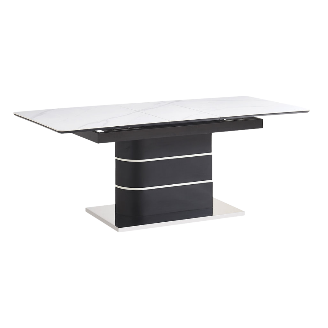 Ensemble de salle à manger Roma – Aspect marbre blanc / Velours gris clair