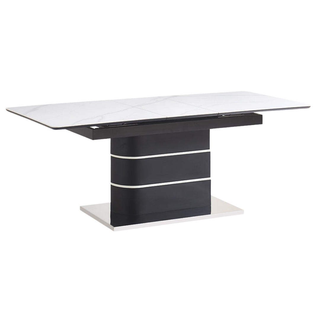 Roma – Dining Set – White Marble Look / Dark Grey Velvet