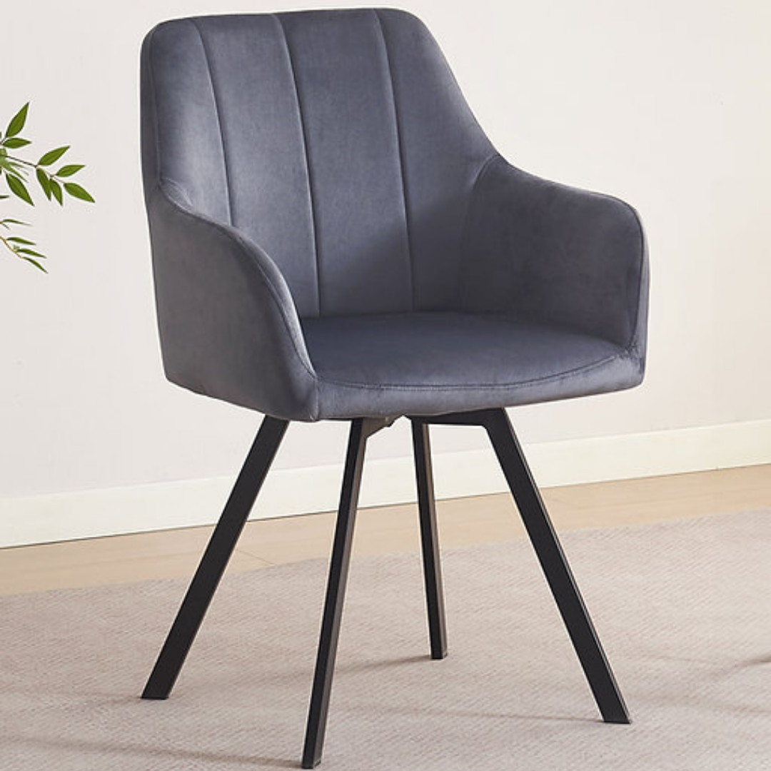 Roma – Dining Set – White Marble Look / Dark Grey Velvet