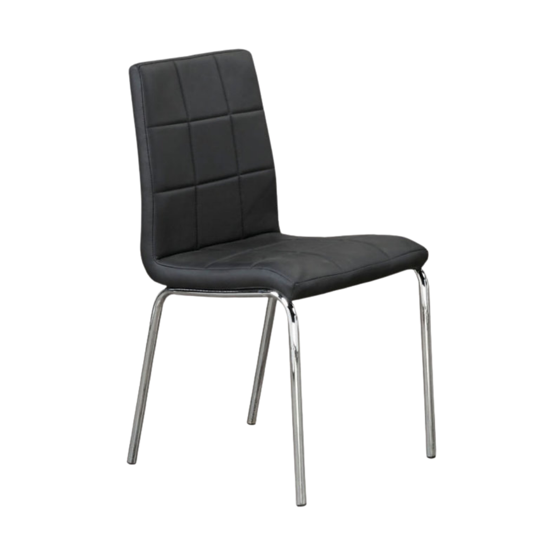 Beaumont – Ensemble de salle à manger – Verre marbré noir / PU noir