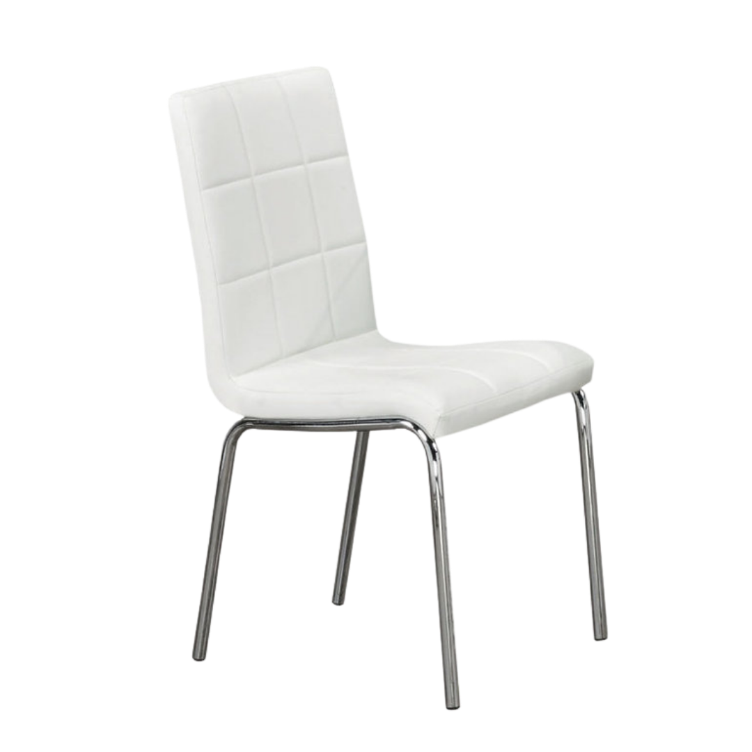 Beaumont – Ensemble de salle à manger – Verre marbré noir / PU blanc