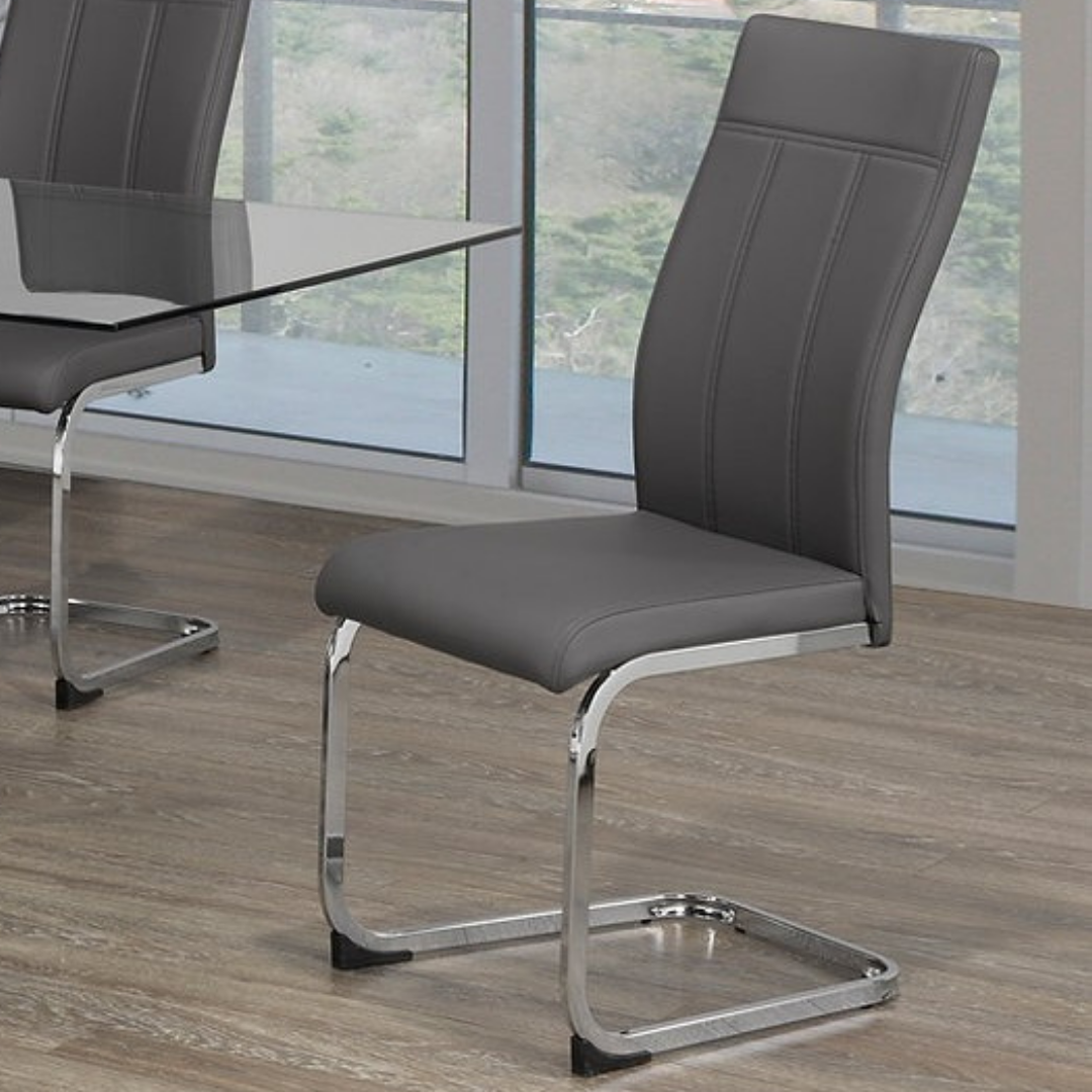 Skagen – Dining Set – Clear Glass / Grey PU