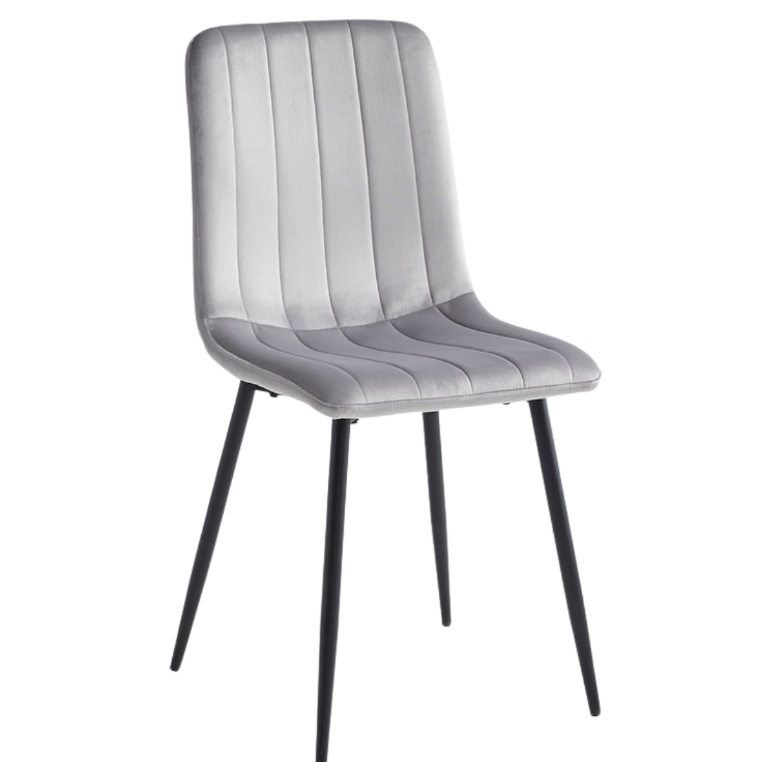 Velstria – Set of 6 – Velvet Dining Chair – Light Grey