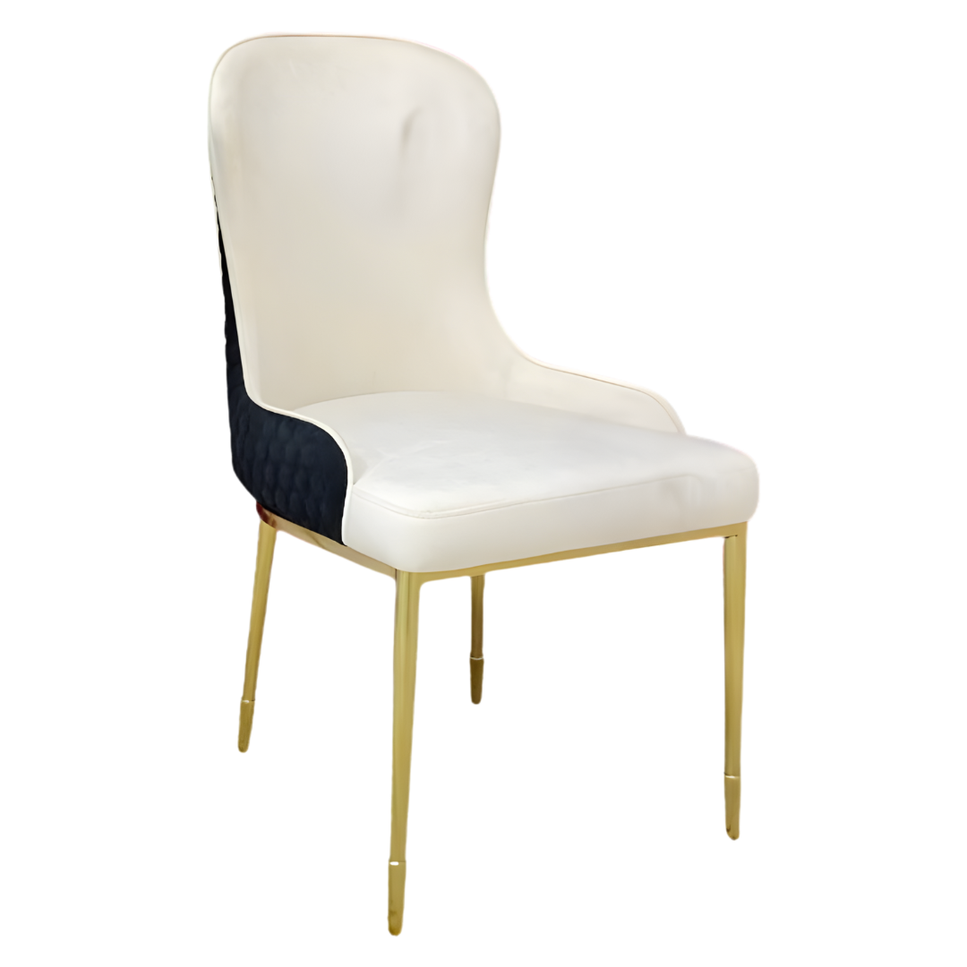 Norava – Lot de 2 chaises de salle à manger en velours noir, pieds dorés