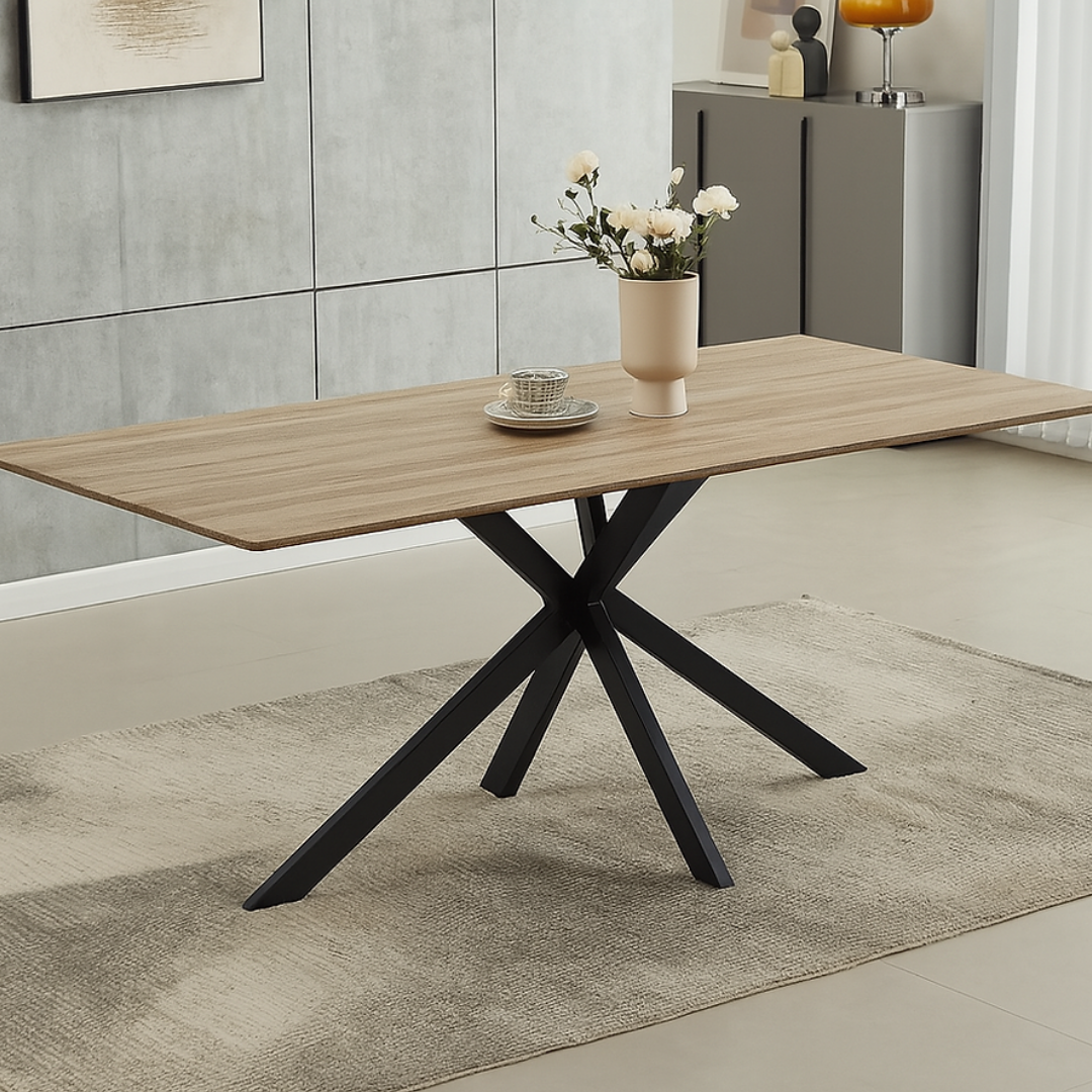 Prima – Ensemble de salle à manger – Plateau en bois / Tissu gris beige