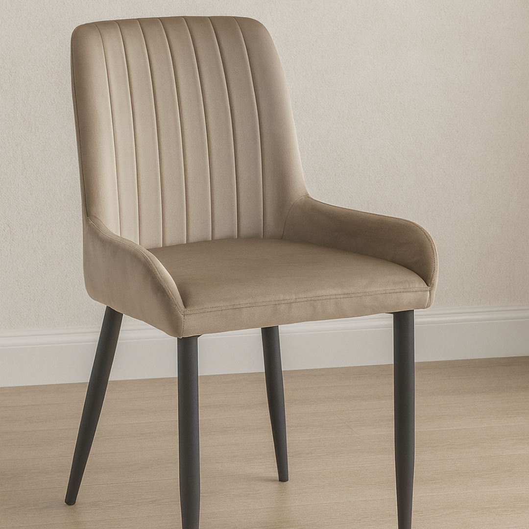 Stravela – Lot de 2 – Chaises de salle à manger en velours – Beige