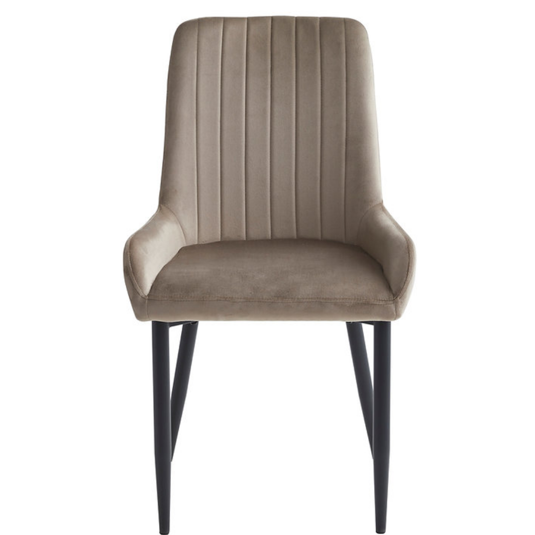 Stravela – Lot de 2 – Chaises de salle à manger en velours – Beige