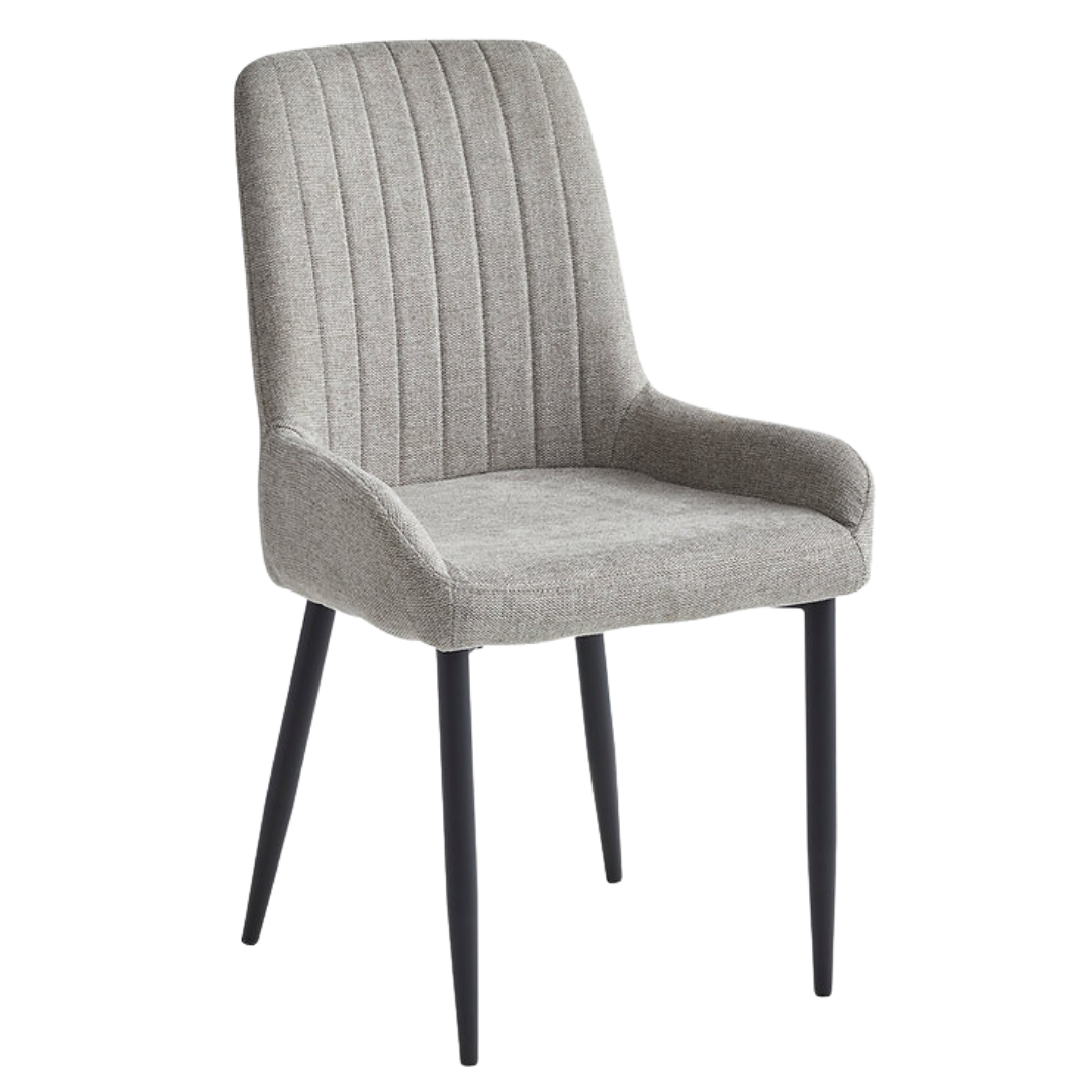 Stravela – Set of 2 – Fabric Dining Chair – Grey/Beige