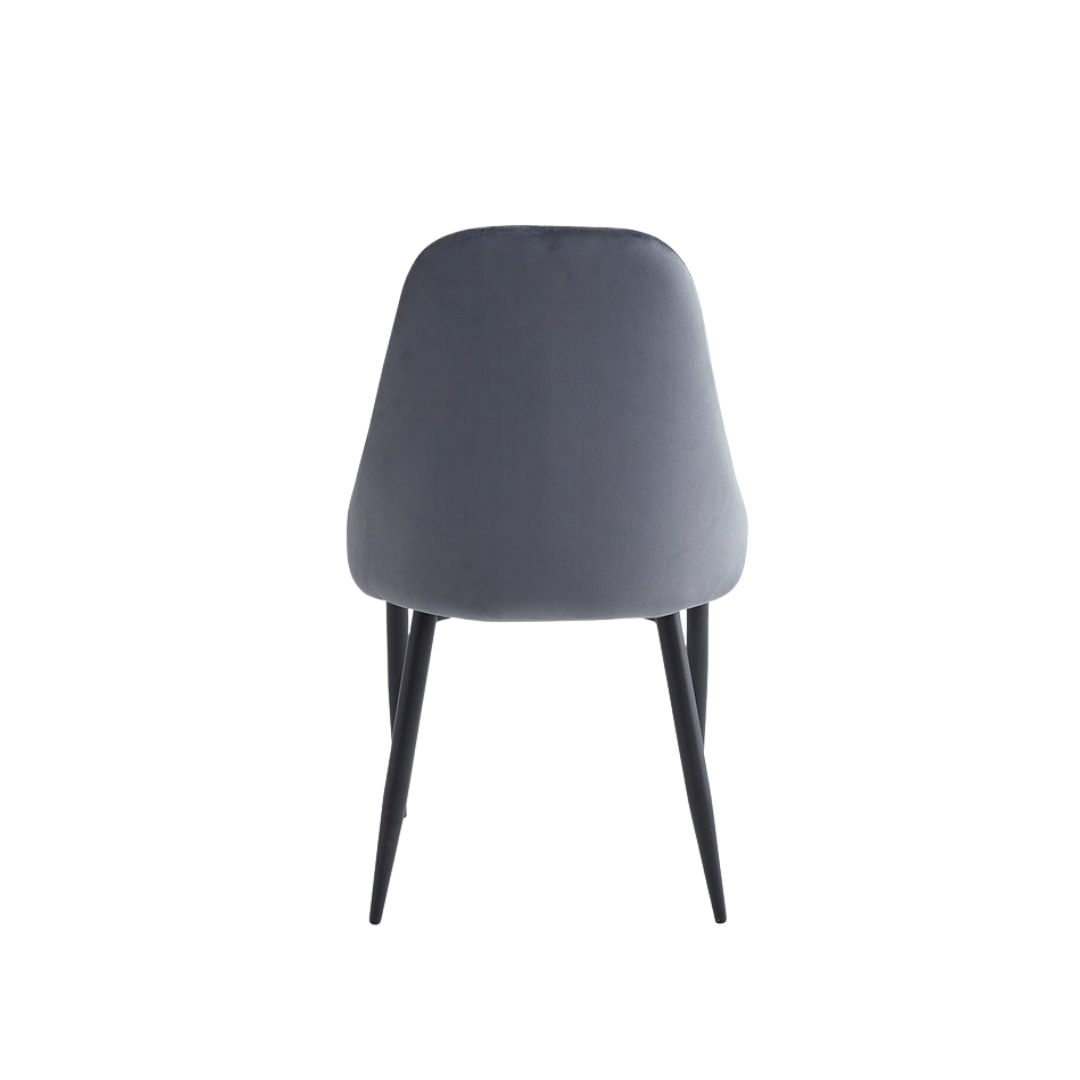 Vertex – Ensemble de salle à manger – Aspect marbre blanc / Velours gris foncé