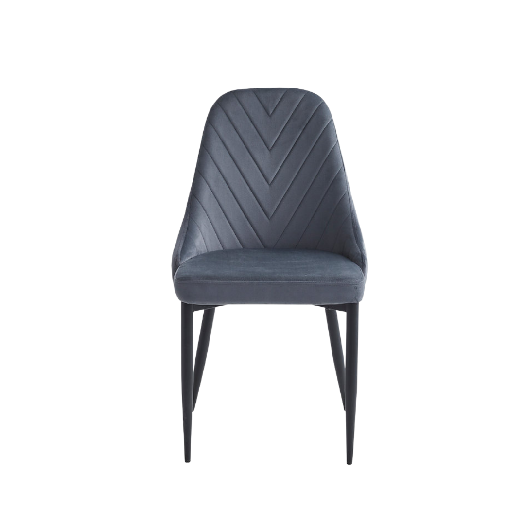 Vertex – Ensemble de salle à manger – Aspect marbre blanc / Velours gris foncé