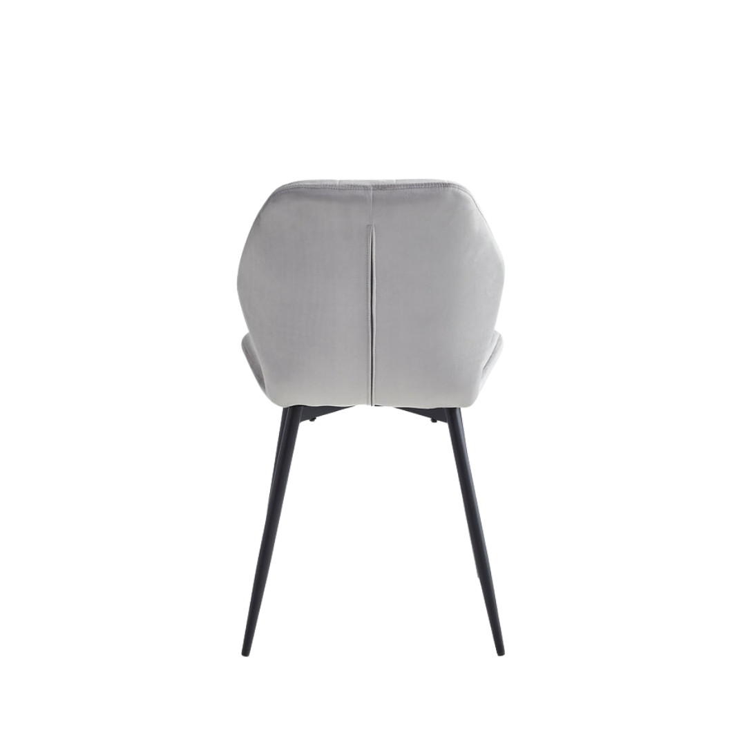 Vertex – Ensemble de salle à manger – Aspect marbre blanc / Velours gris clair