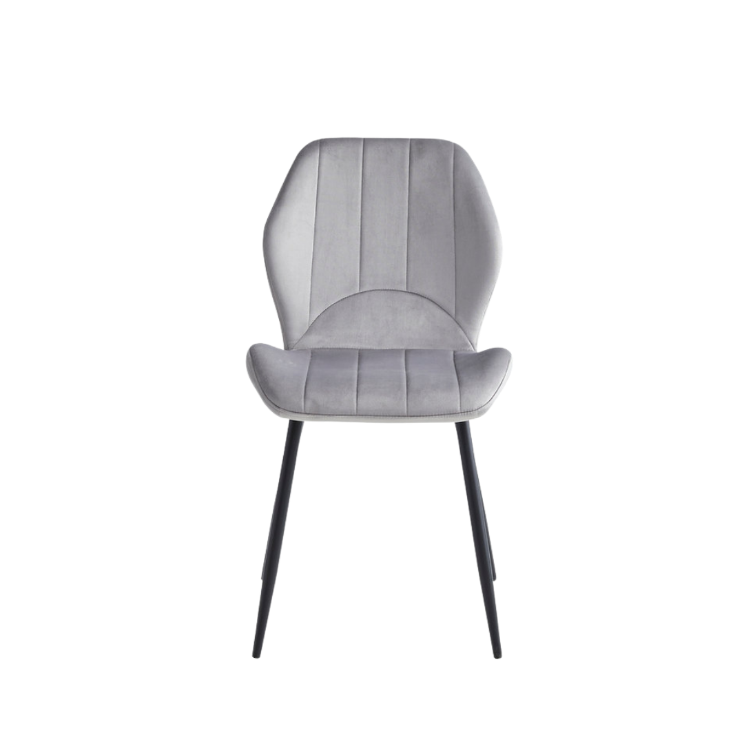 Vertex – Ensemble de salle à manger – Aspect marbre blanc / Velours gris clair