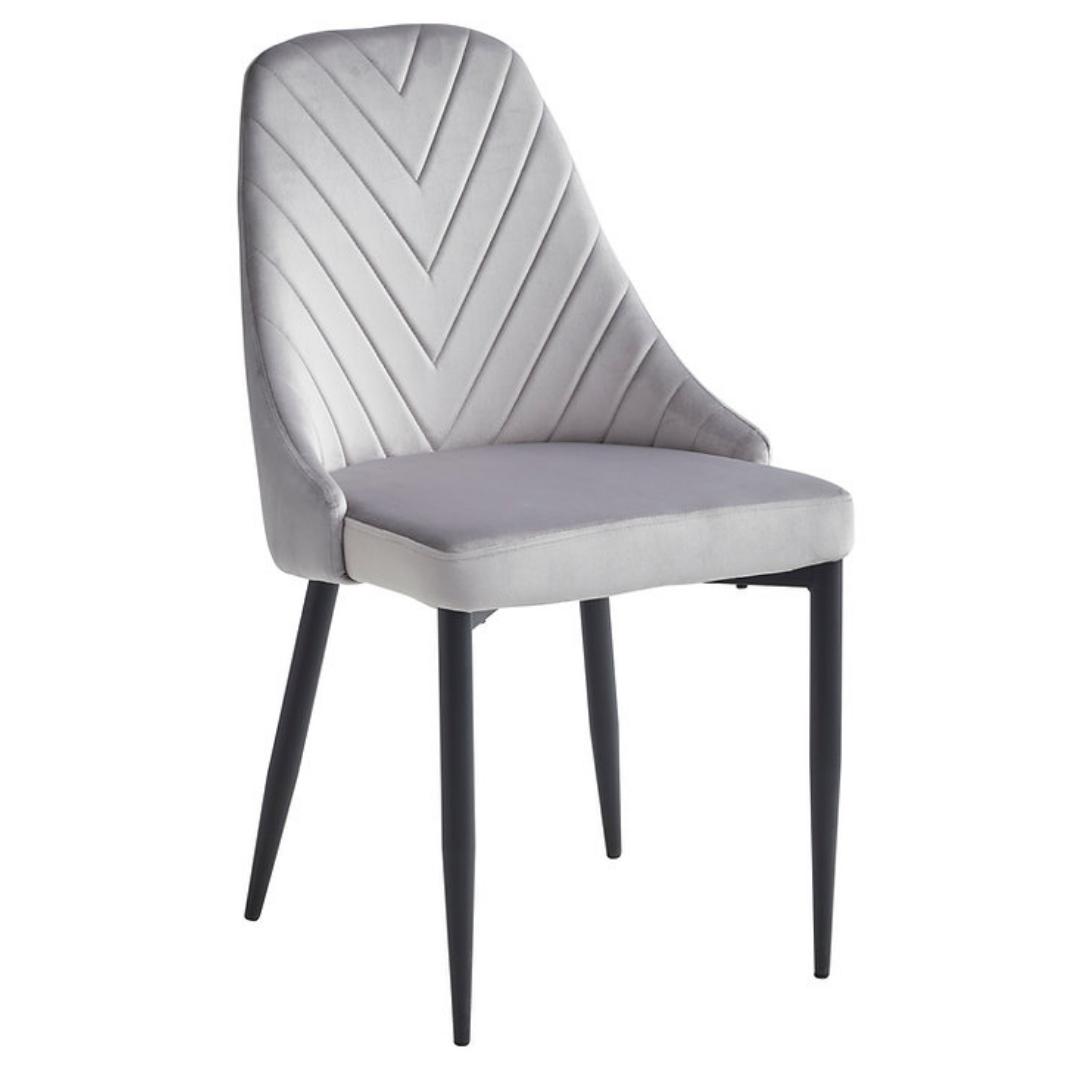 Arvella – Lot de 6 – Chaises de salle à manger en velours – Gris clair