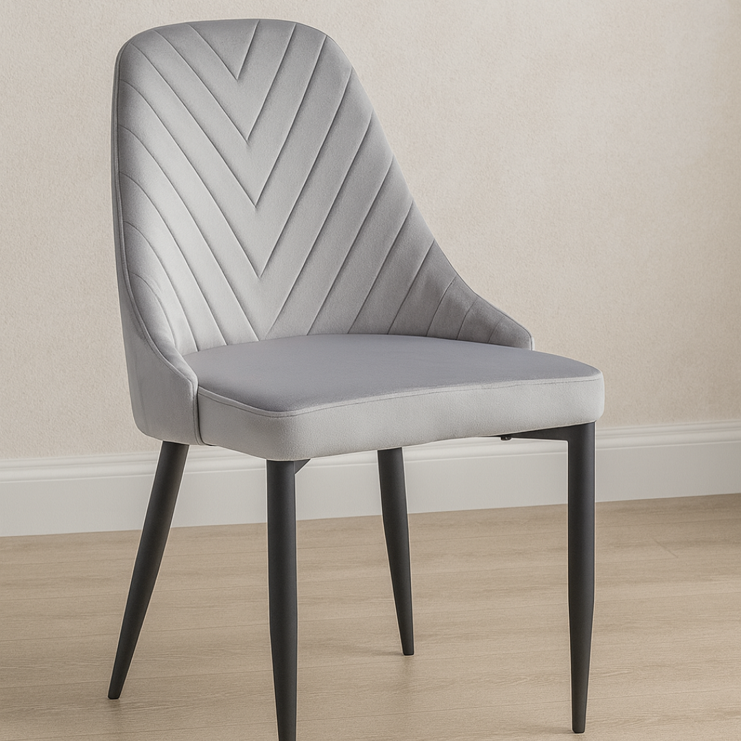 Arvella – Set of 6 – Velvet Dining Chair – Light Grey
