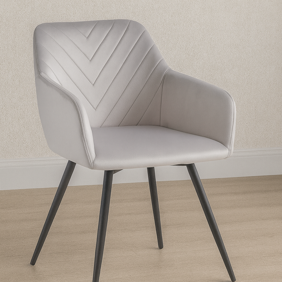Velvoria – Set of 2 – Velvet Dining Chair – Light Grey