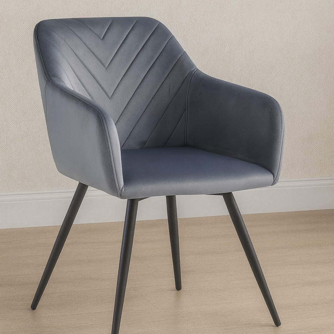 Velvoria – Set of 2 – Velvet Dining Chair – Dark Grey