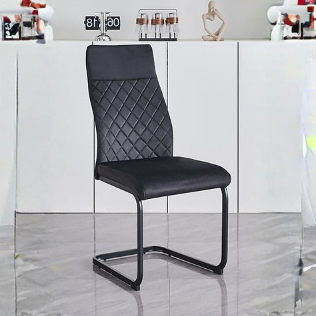 Axis – Dining Set – Grey Marble Veneer / Black Velvet