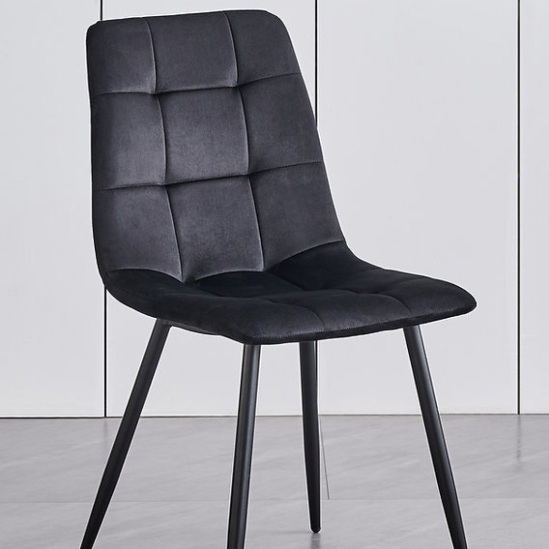 Ensemble de salle à manger Linear – Placage marbre blanc / Velours noir