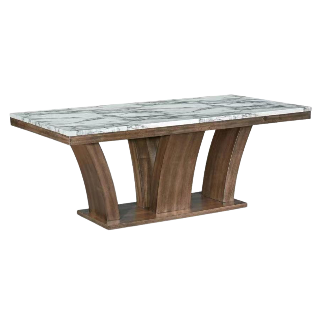 Capri – Ensemble de salle à manger – Imitation marbre / Bois brun rustique