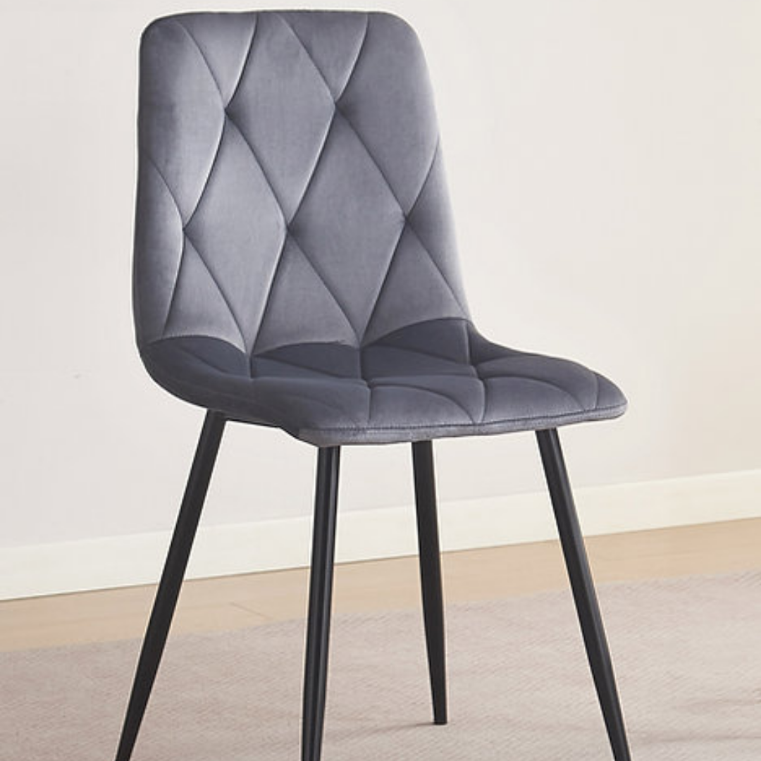 Siena – Dining Set – White Marble Look / Dark Grey Velvet