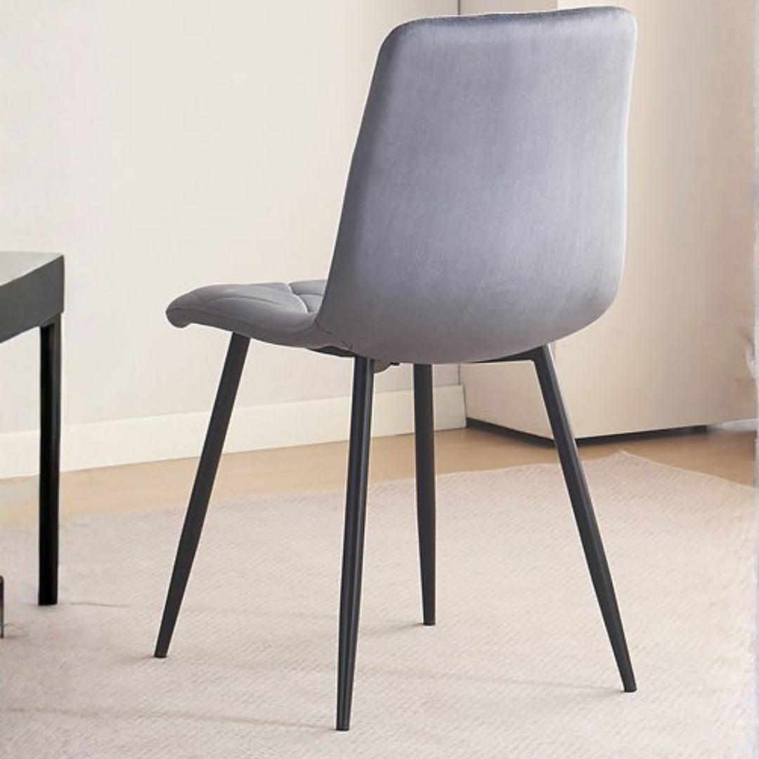 Siena – Dining Set – White Marble Look / Dark Grey Velvet