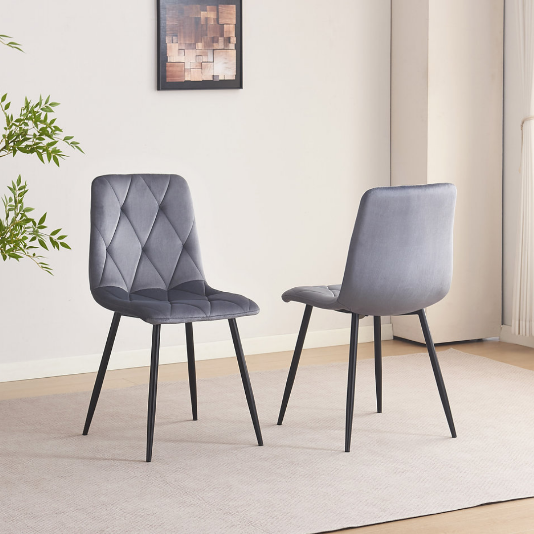 Diamella – Set of 4 – Velvet Dining Chair – Dark Grey