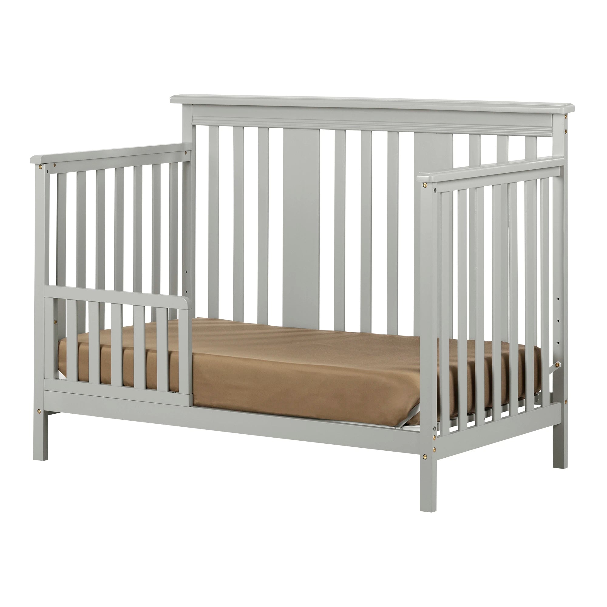 Modern Baby Crib - 4 Heights with Toddler Rail - Cotton Candy