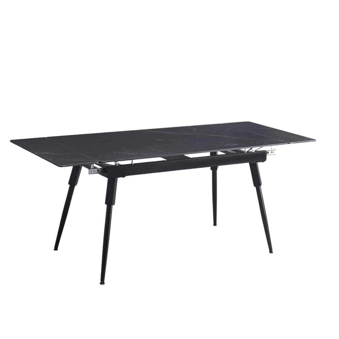 Structa – Ensemble de salle à manger – Aspect marbre noir / Velours gris