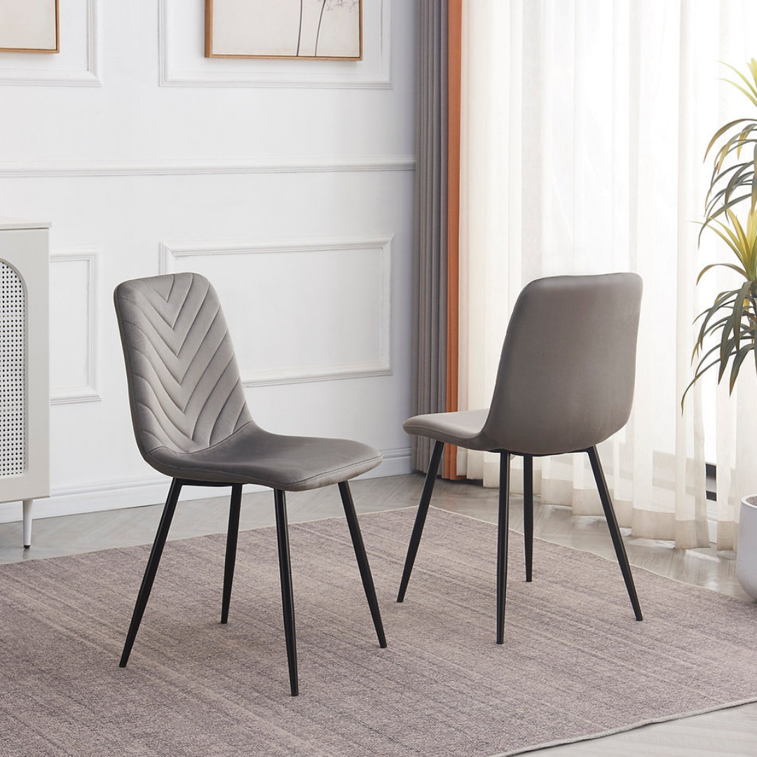 Structa – Ensemble de salle à manger – Aspect marbre noir / Velours gris