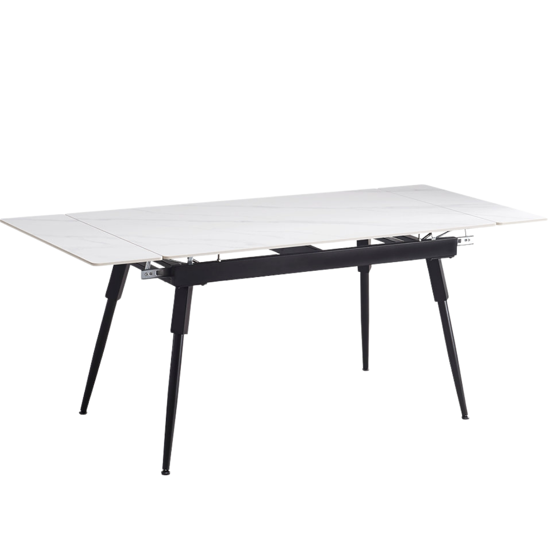 Structa – Ensemble de salle à manger – Aspect marbre blanc / Velours gris