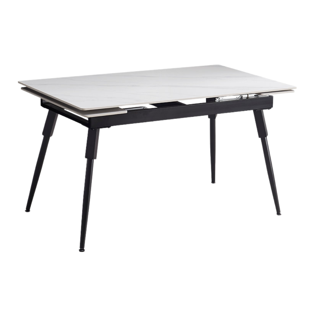 Structa – Ensemble de salle à manger – Aspect marbre blanc / Velours gris