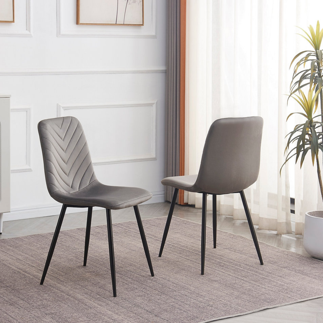 Structa – Ensemble de salle à manger – Aspect marbre blanc / Velours gris