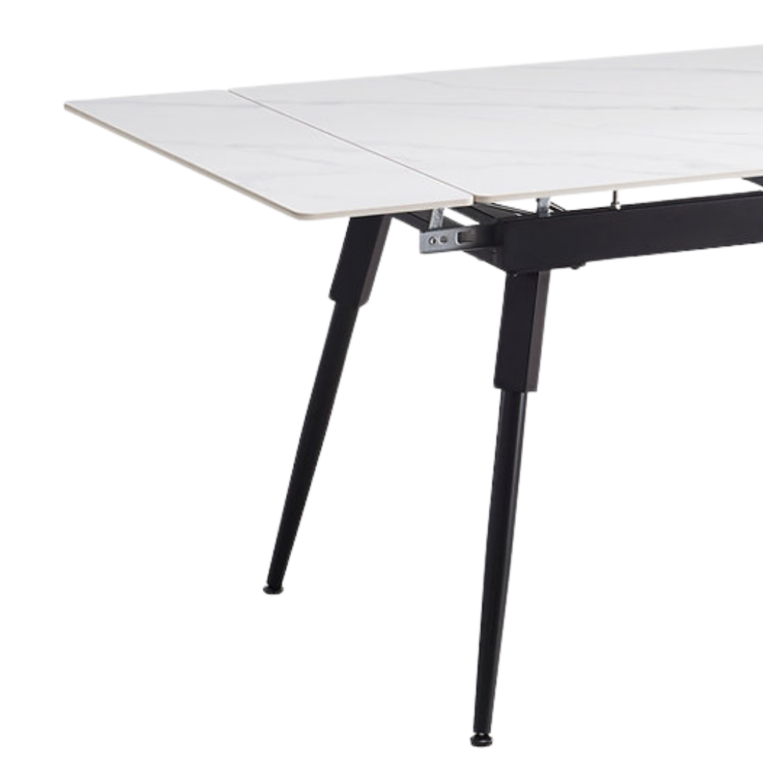 Lunaro – Table de salle à manger extensible – Aspect marbre blanc